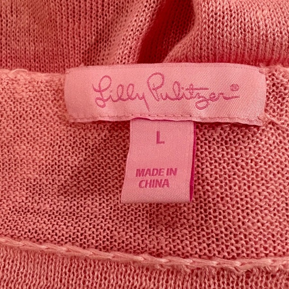 LILLY PULITZER SWEATER Alana Sweater Pink Linen Boatneck Long Sleeve Sz Large - Picture 6 of 7